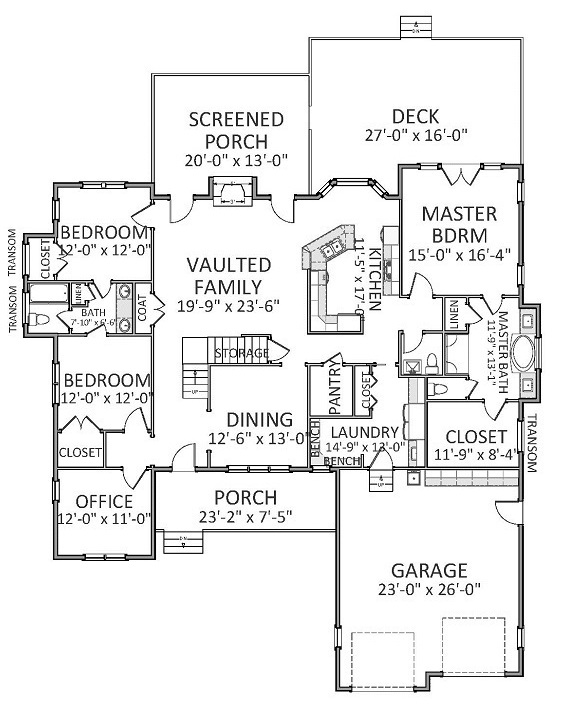 Floor Plan First Story of Country Plan #189-1010
