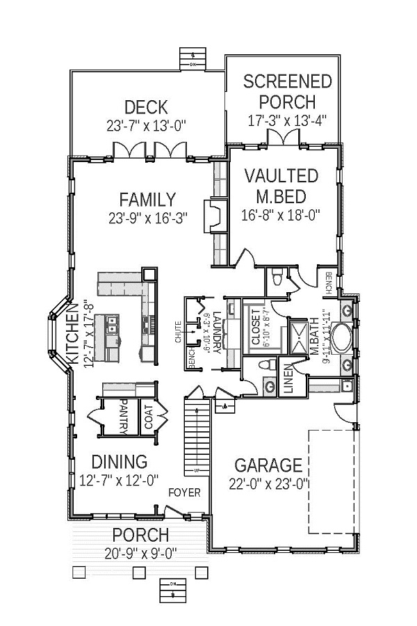 Floor Plan First Story of Craftsman Plan #189-1011