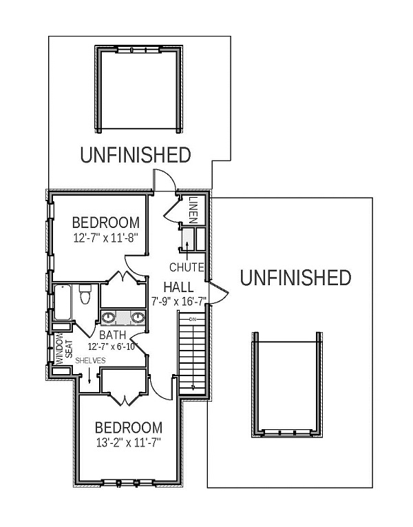 Floor Plan Second Story of Craftsman Plan #189-1011
