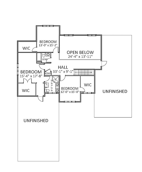Floor Plan Second Story of Farmhouse Plan #189-1014