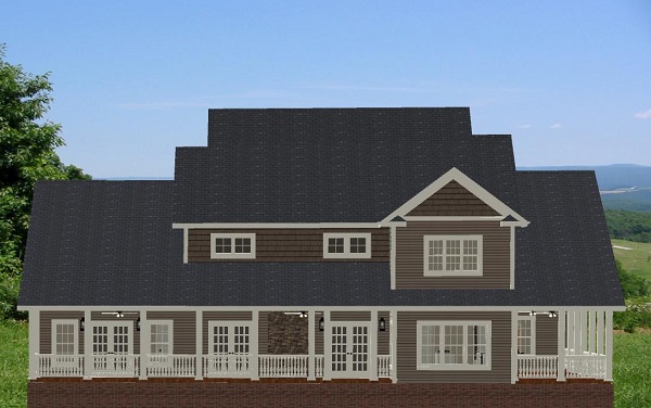 Home Plan Rear Elevation of this 4-Bedroom,3568 Sq Ft Plan -189-1014