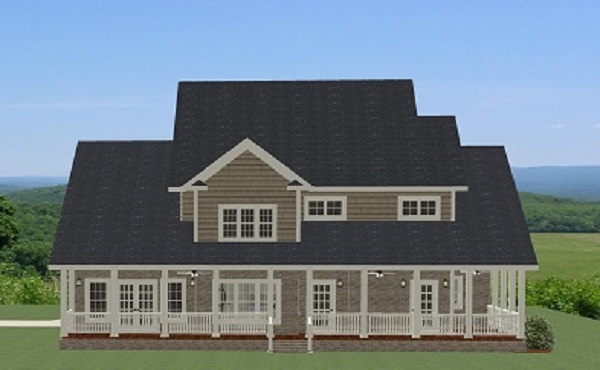 Home Plan Rear Elevation of this 4-Bedroom,2880 Sq Ft Plan -189-1016