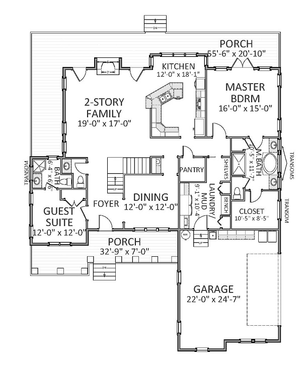Floor Plan First Story of Farmhouse Plan #189-1016