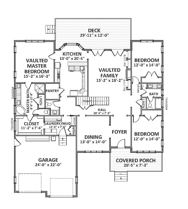 Floor Plan First Story of Craftsman Plan #189-1017