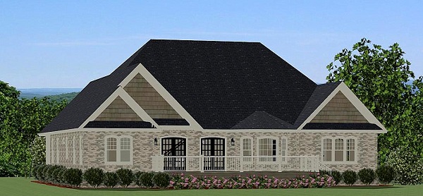 Home Plan Rear Elevation of this 3-Bedroom,2371 Sq Ft Plan -189-1017