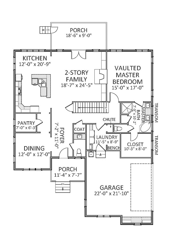 Floor Plan First Story of Craftsman Plan #189-1019