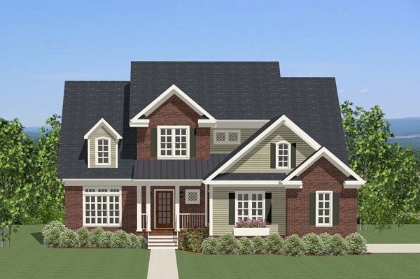 The Plan Collection: Front Elevation of Traditional House # 189-1019