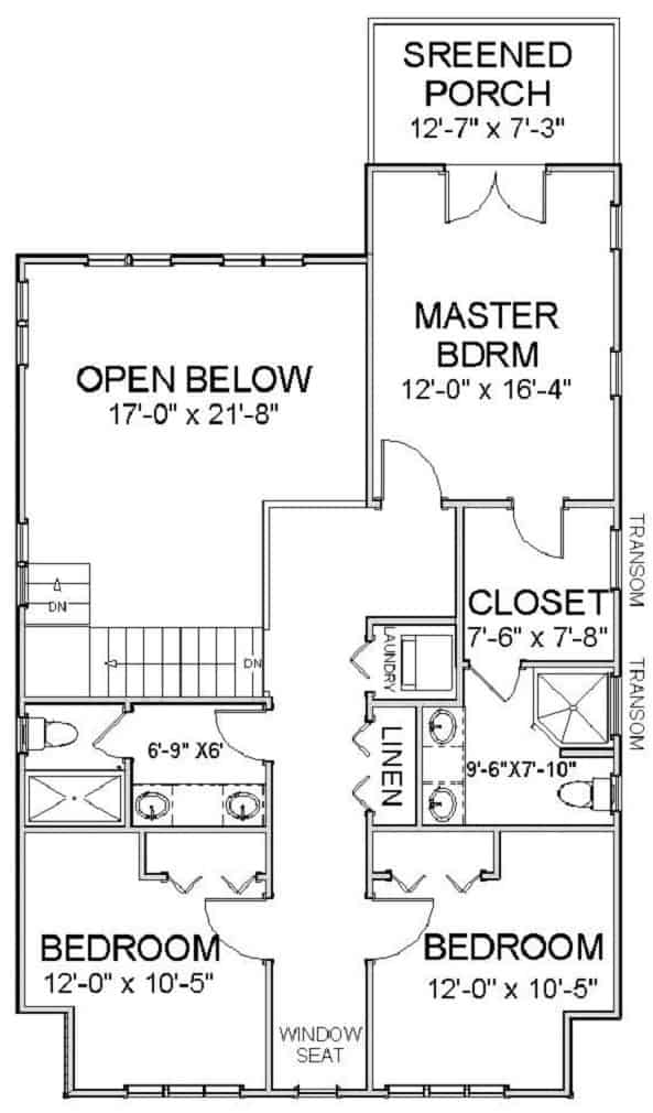 Floor Plan Upper Level of Southern Plan #189-1064
