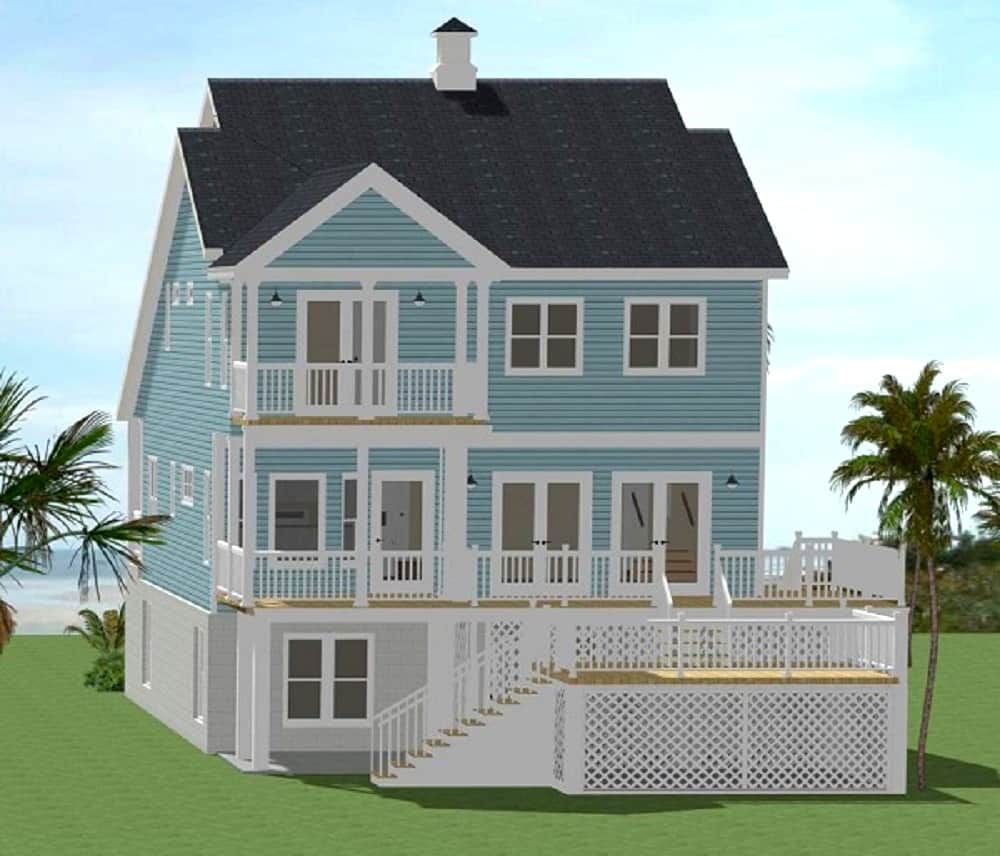 Rear View of this 5-Bedroom, 2180 Sq Ft Plan - 189-1064