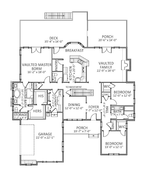 Floor Plan First Story of Traditional Plan #189-1065