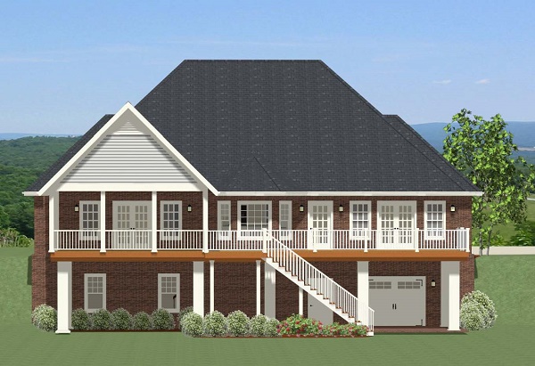 Home Plan Rear Elevation of this 3-Bedroom,3225 Sq Ft Plan -189-1065