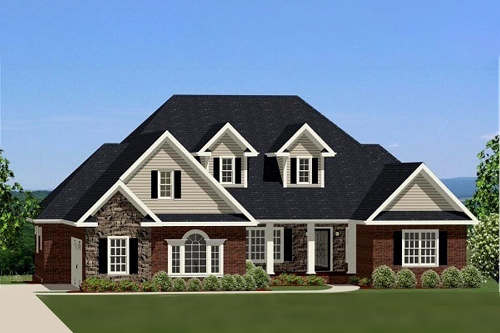 Color rendering of Traditional home plan (ThePlanCollection: House Plan #189-1065)