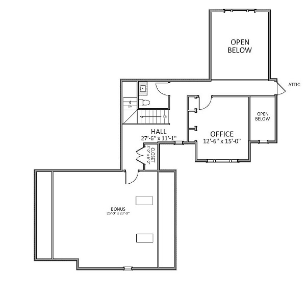 Floor Plan Second Story of Craftsman Plan #189-1066