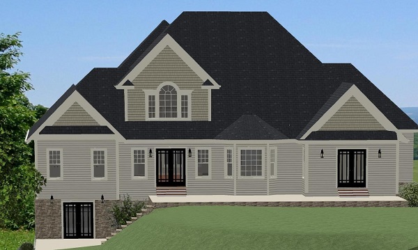 Home Plan Rear Elevation of this 3-Bedroom,2845 Sq Ft Plan -189-1066