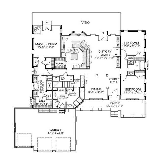 Floor Plan First Story of Craftsman Plan #189-1066