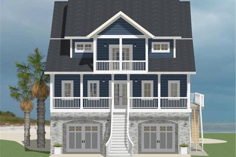 Color rendering of Cottage home plan (ThePlanCollection: House Plan #189-1067)