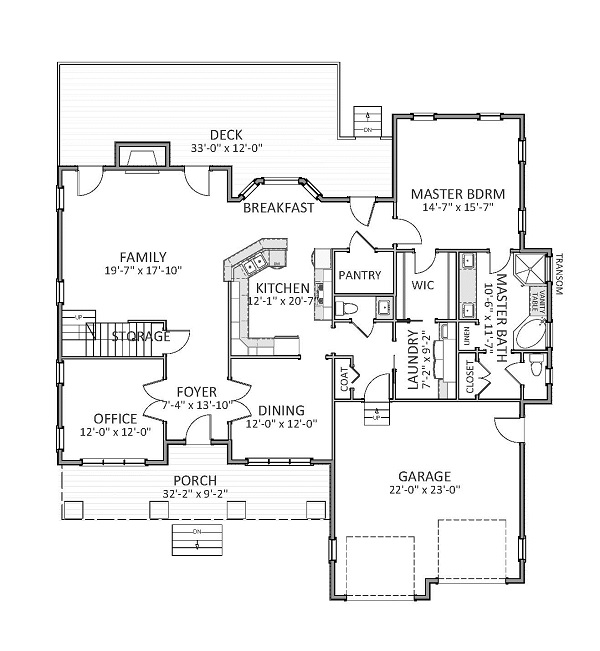 Floor Plan First Story of Craftsman Plan #189-1068