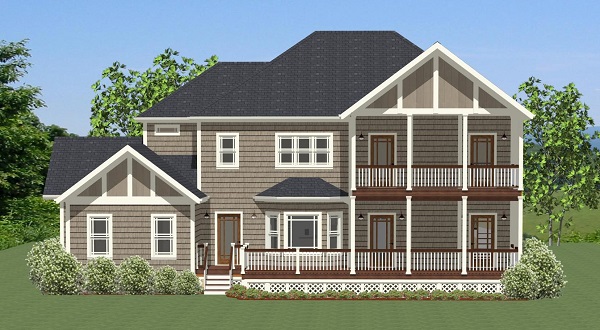 Home Plan Rear Elevation of this 4-Bedroom,3261 Sq Ft Plan -189-1068