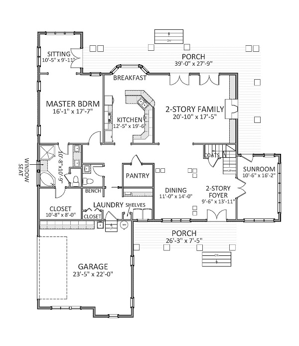 Floor Plan First Story of Traditional Plan #189-1069