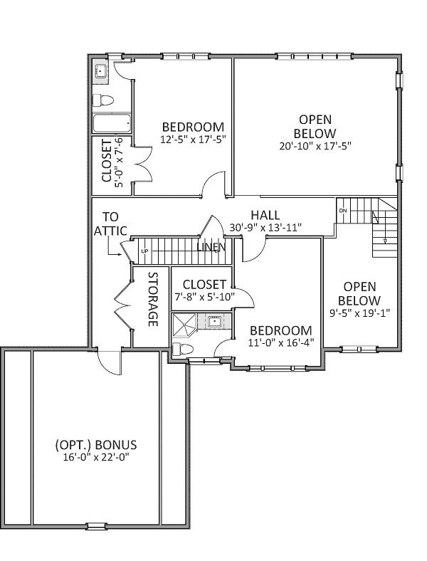 Floor Plan Second Story of Traditional Plan #189-1069
