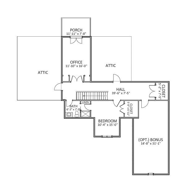 Floor Plan Second Story of Traditional Plan #189-1070