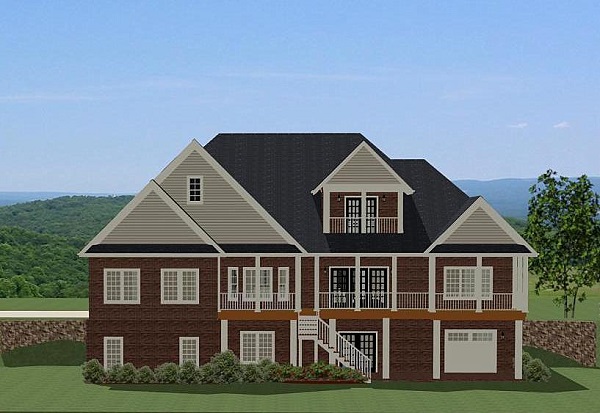 Home Plan Rear Elevation of this 4-Bedroom,3760 Sq Ft Plan -189-1070