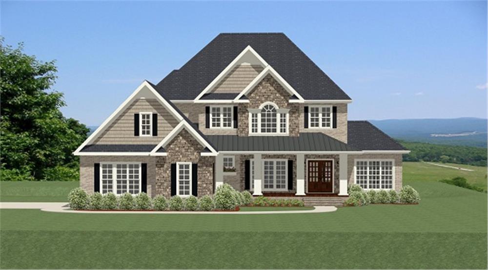 Front View of this 4-Bedroom, 3705 Sq Ft Plan - 189-1072