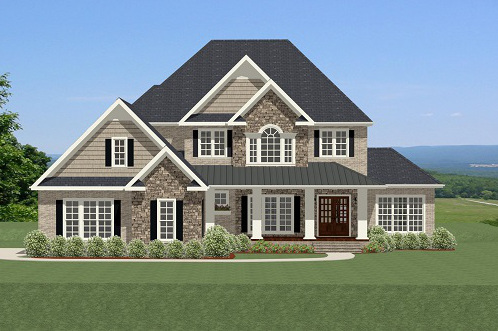 Front elevation of Craftsman home (ThePlanCollection: House Plan #189-1072)