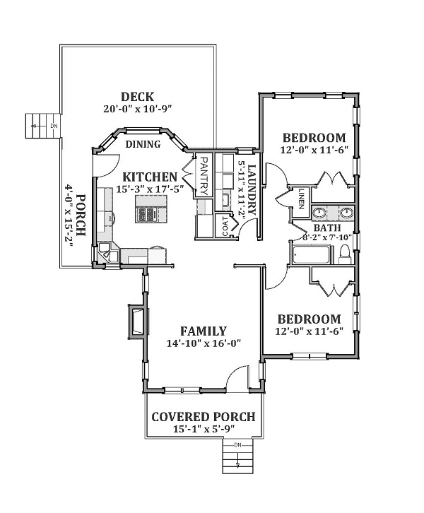 Floor Plan First Story of Cottage Plan #189-1073