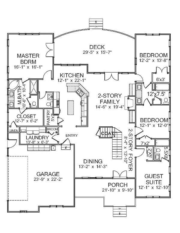 Floor Plan First Story of Traditional Plan #189-1074