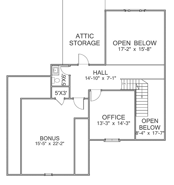 Floor Plan Second Story of Traditional Plan #189-1074
