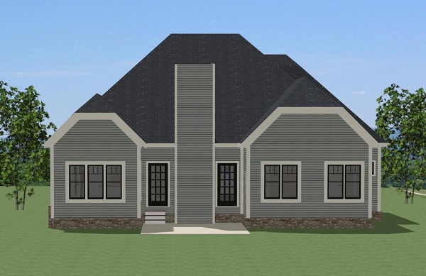 Home Plan Rear Elevation of this 3-Bedroom,2140 Sq Ft Plan -189-1077