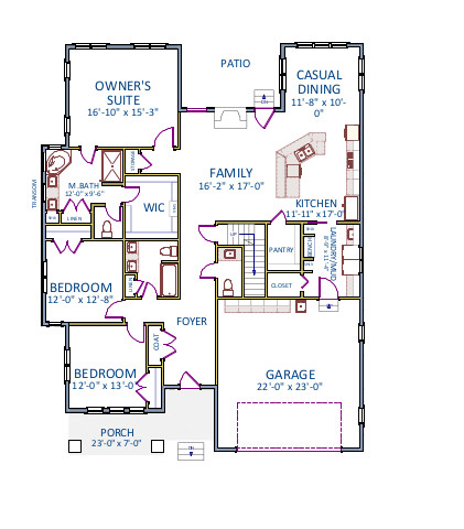 Floor Plan First Story of Craftsman Plan #189-1077