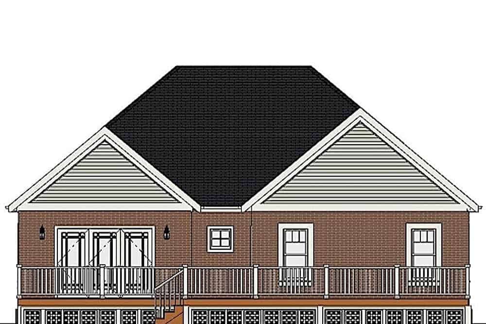 Home Plan Rear Elevation of this 3-Bedroom,2434 Sq Ft Plan -189-1078