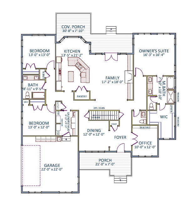 Floor Plan First Story of Ranch Plan #189-1079