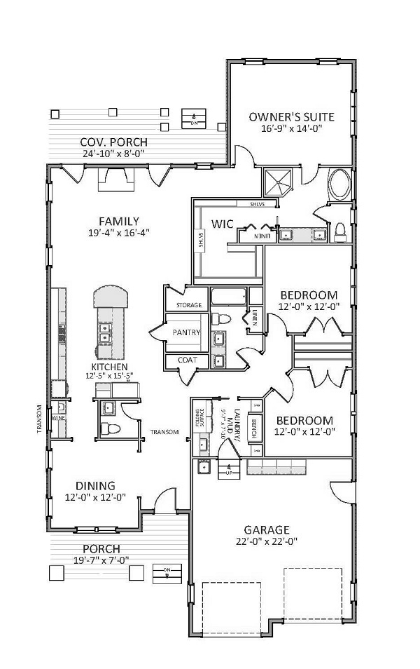 Floor Plan First Story of Craftsman Plan #189-1080
