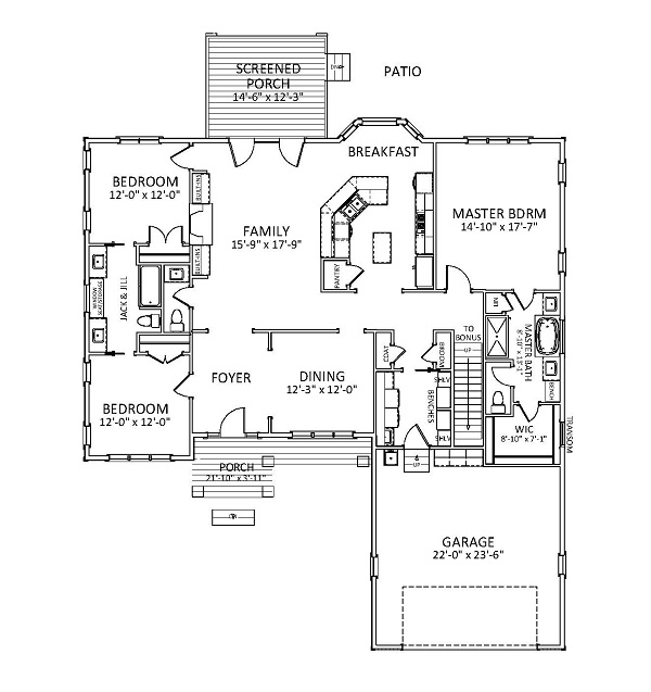 Floor Plan First Story of Craftsman Plan #189-1081