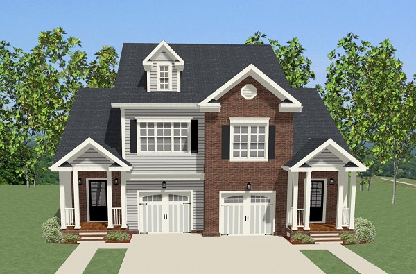 Front elevation of Colonial home (ThePlanCollection: House Plan #189-1083)