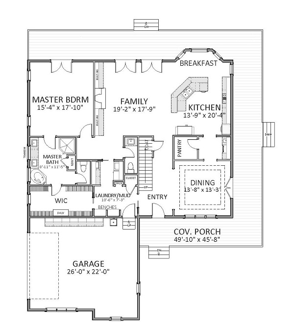 Floor Plan First Story of Craftsman Plan #189-1085