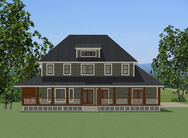 Home Plan Rear Elevation of this 4-Bedroom,3170 Sq Ft Plan -189-1085