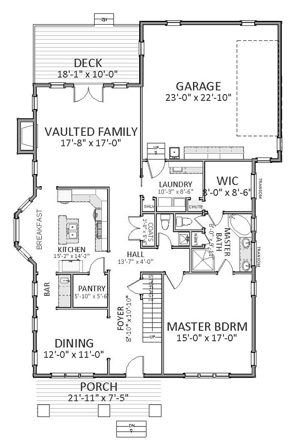 Floor Plan First Story of Craftsman Plan #189-1087