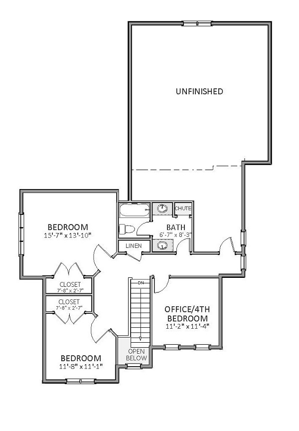 Floor Plan Second Story of Craftsman Plan #189-1087