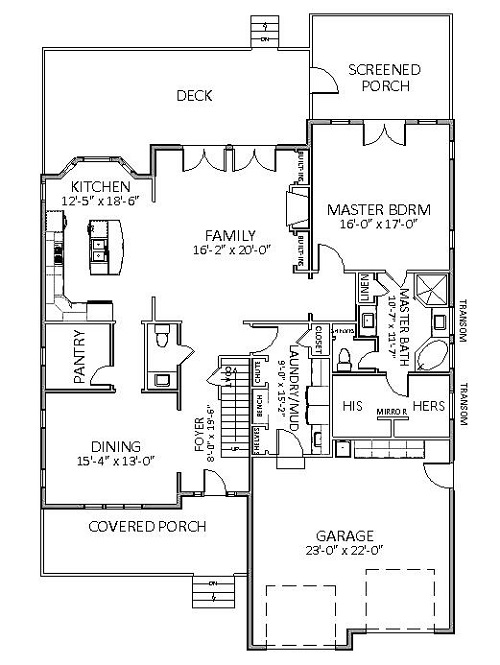 Floor Plan First Story of Craftsman Plan #189-1088