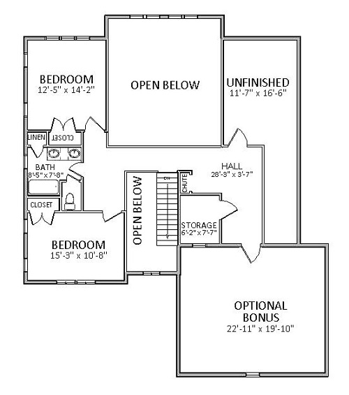 Floor Plan Second Story of Craftsman Plan #189-1088