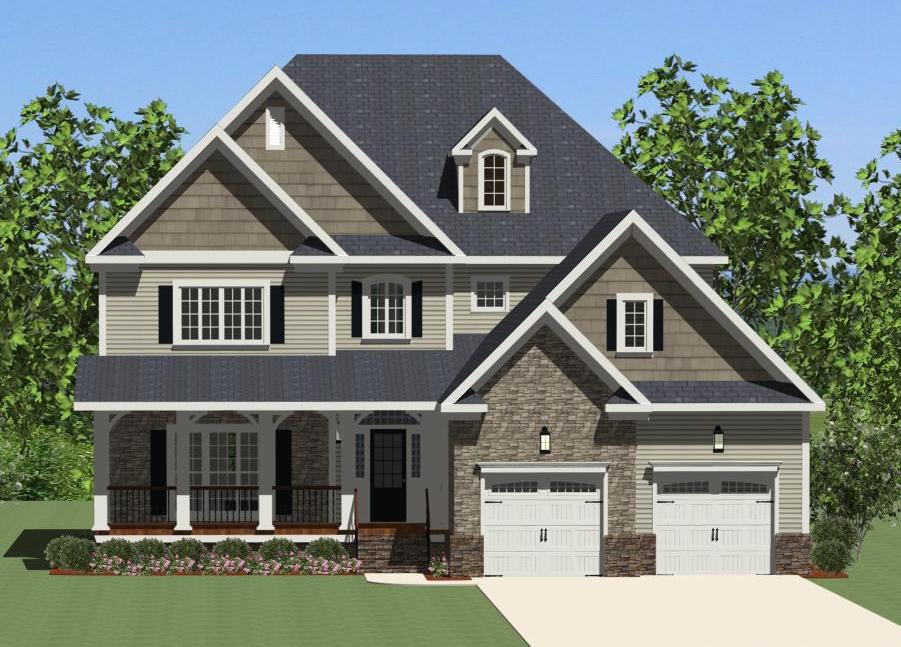 Front elevation of Craftsman home (ThePlanCollection: House Plan #189-1088)