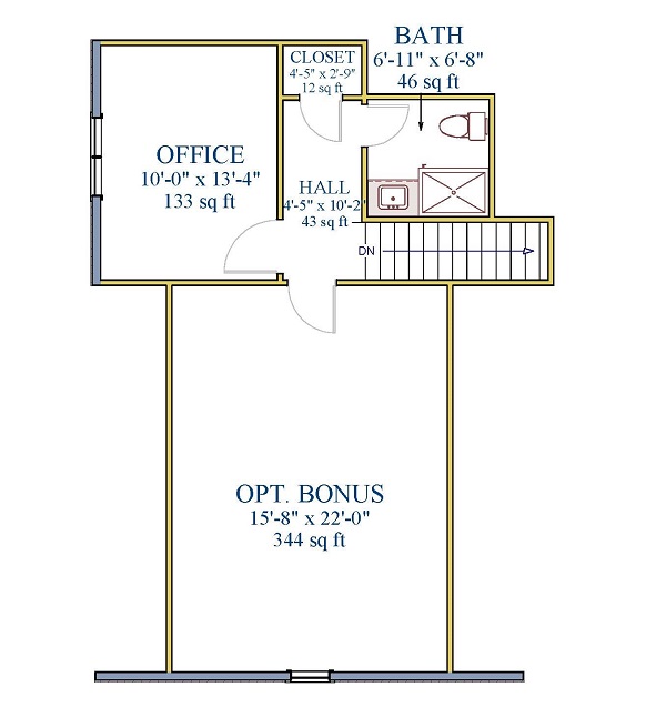 Floor Plan Second Story of Craftsman Plan #189-1090