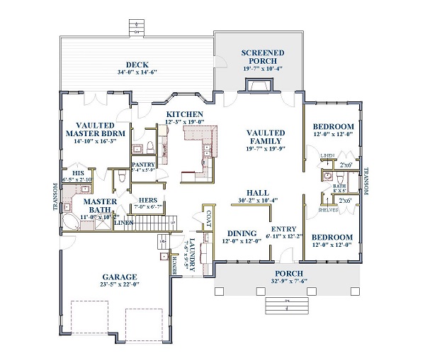 Floor Plan First Story of Craftsman Plan #189-1090