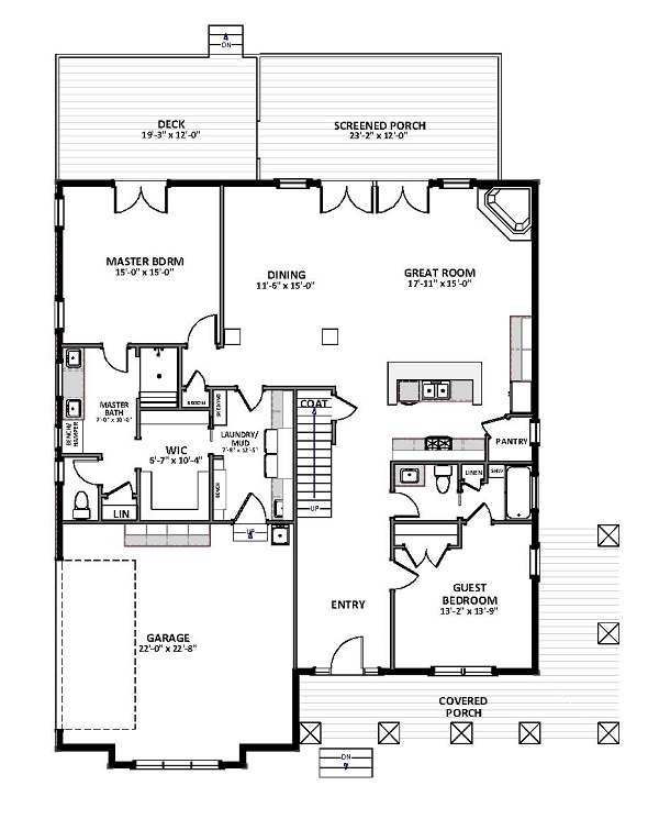 Floor Plan First Story of Craftsman Plan #189-1093