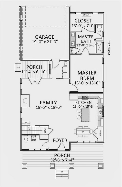Floor Plan First Story of Traditional Plan #189-1094