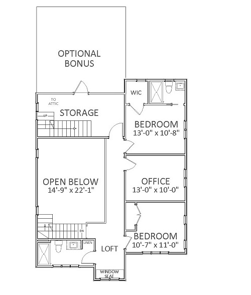 Floor Plan Second Story of Traditional Plan #189-1094